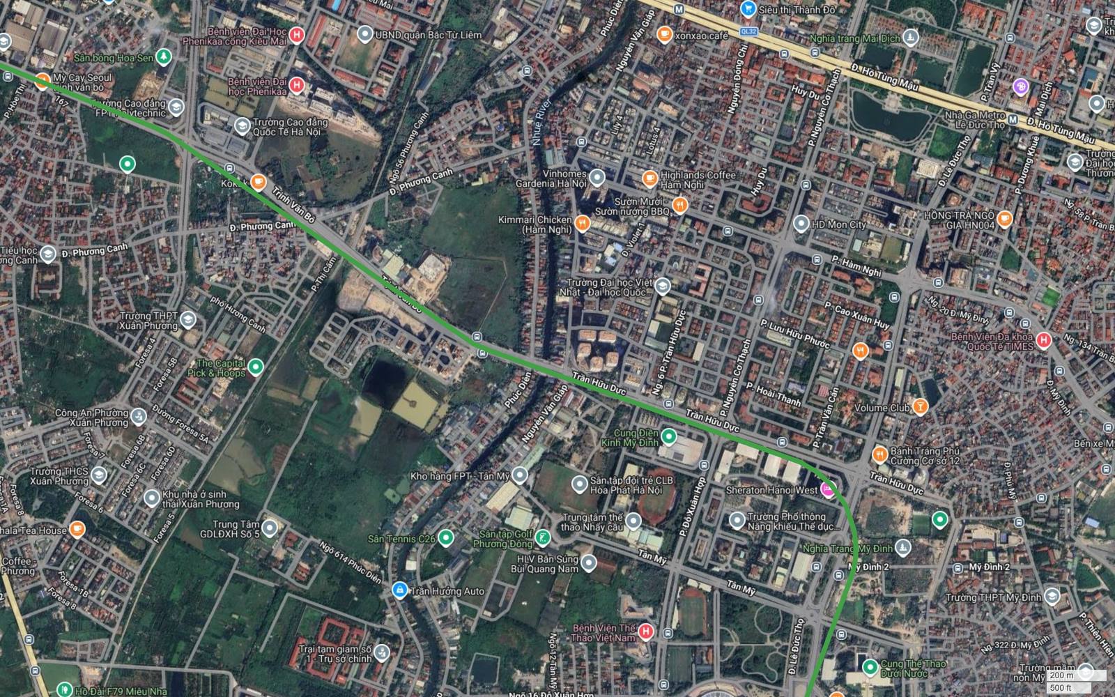 Tuyến metro số 4 Hà Nội đi dọc đường Trần Hữu Dực qua Vinhomes Gardenia, HD Mon City và cắt sông Nhuệ đoạn Phúc Diễn