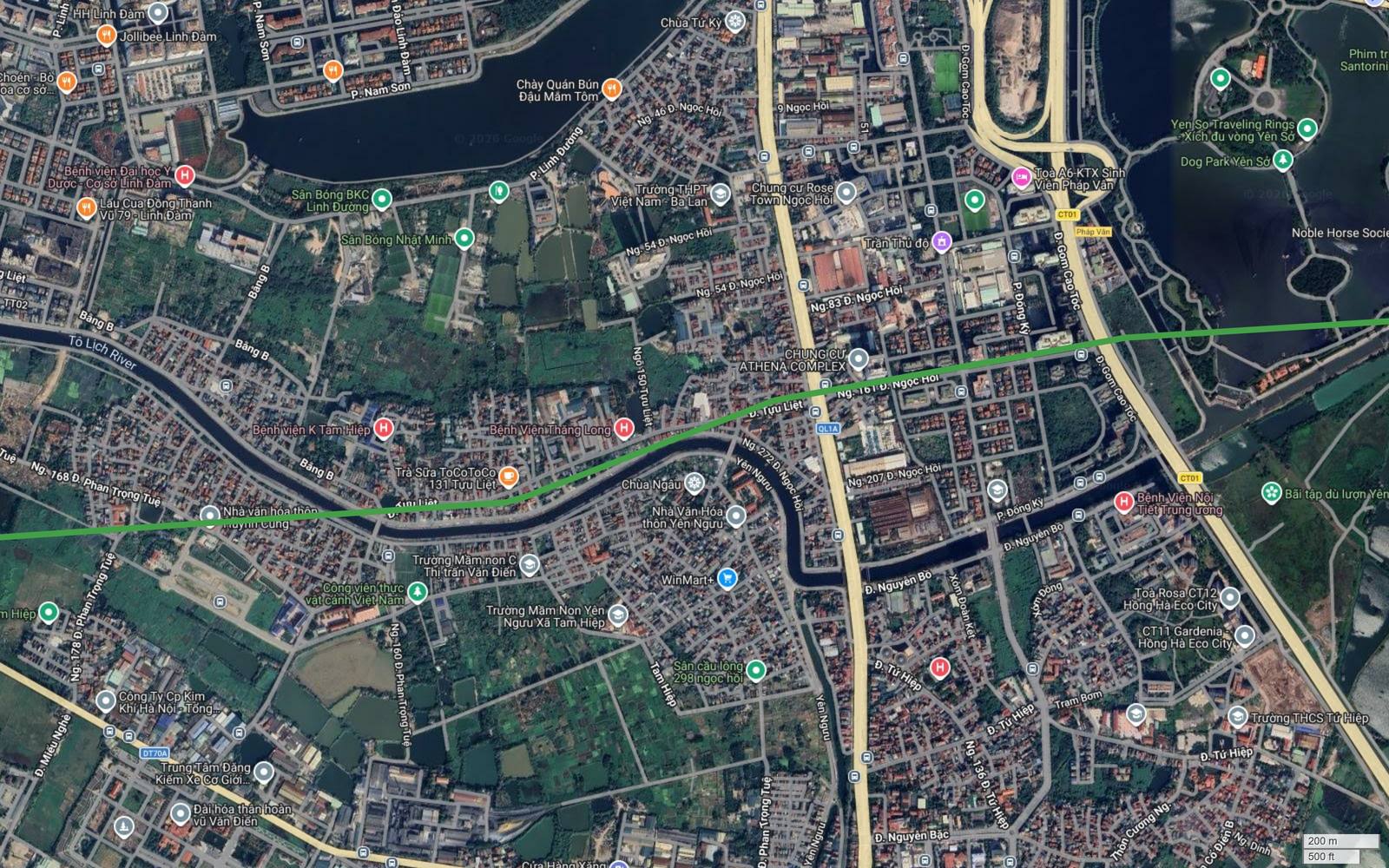 Tuyến metro số 4 Hà Nội cắt Quốc lộ 1A tại Ngọc Hồi và trục cao tốc Pháp Vân Cầu Giẽ gần Hồng Hà Eco City