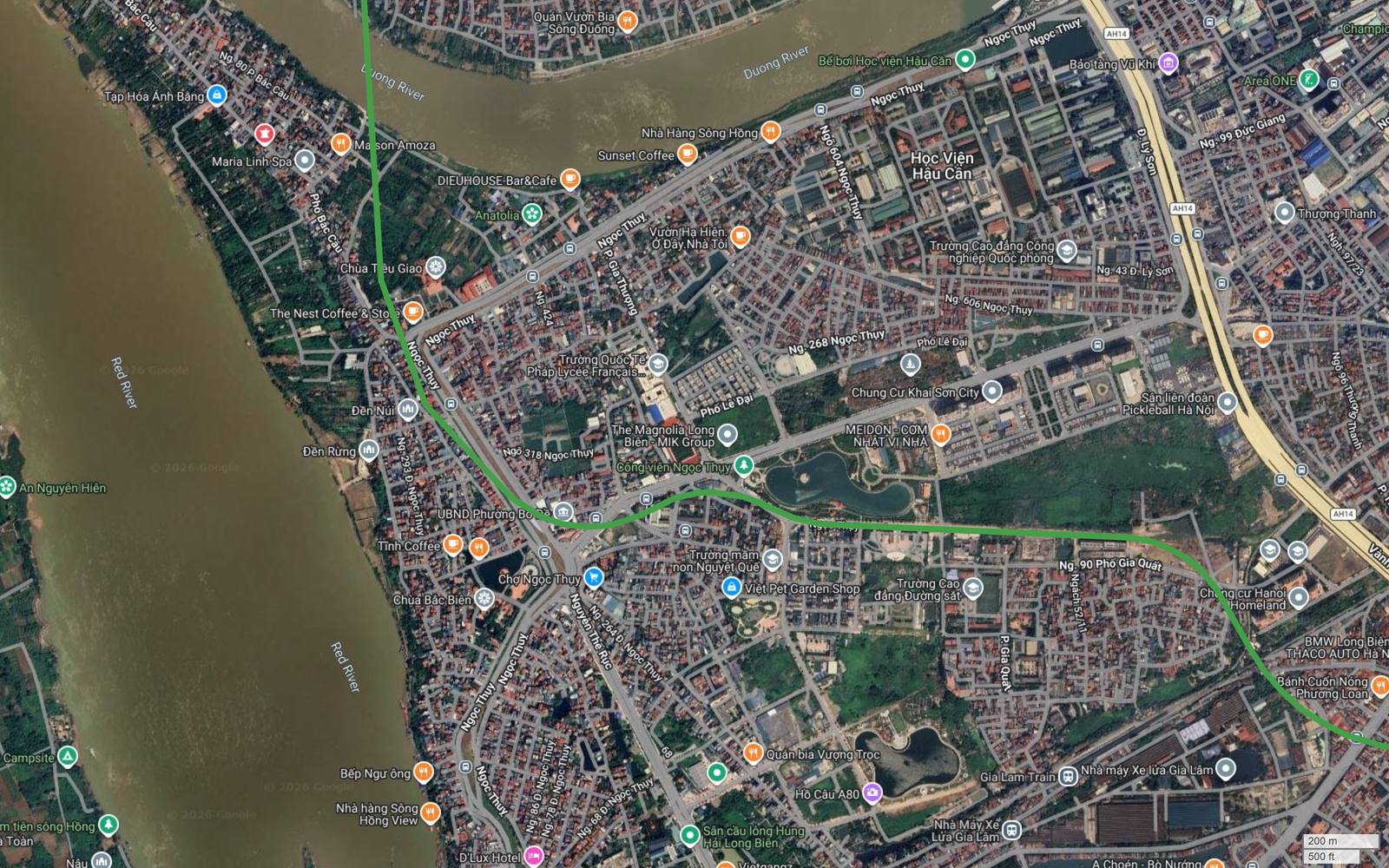 Tuyến metro số 4 Hà Nội đi qua Ngọc Thụy Bồ Đề Bắc Biên trên dải đất hẹp kẹp giữa sông Hồng và sông Đuống