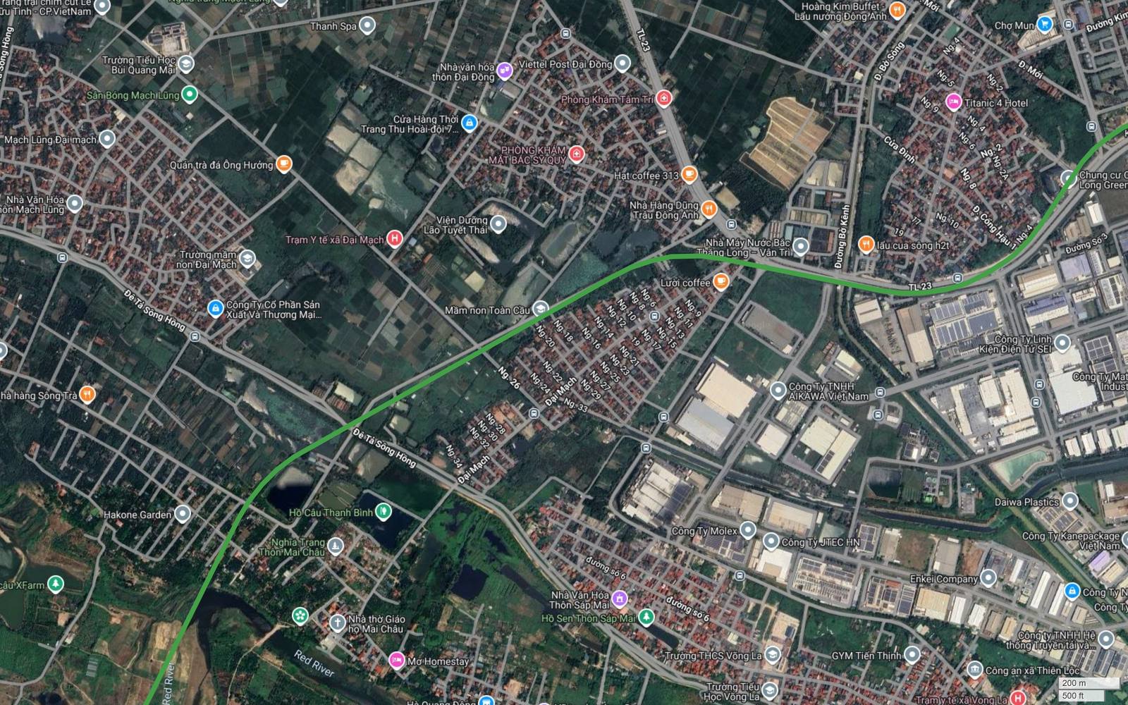 Tuyến metro số 4 Hà Nội đi qua Đại Mạch, Mạch Lũng, Sáp Mai thuộc Đông Anh và tiến ra đê tả sông Hồng